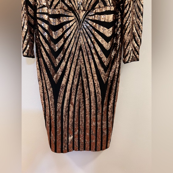 13. Elegant Evening Night Luxe long sleeve party formal sequins Dress - Picture 13 of 16